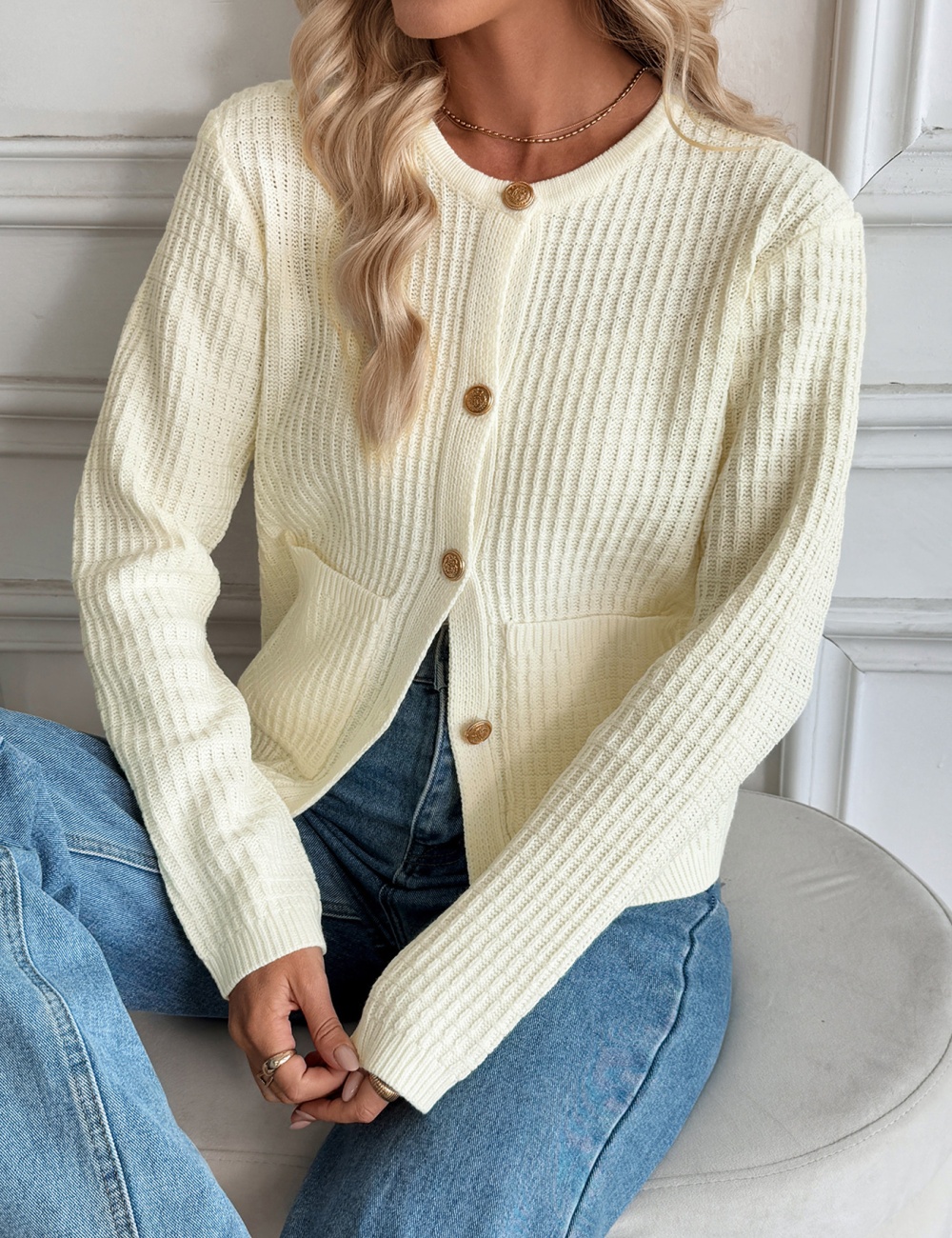 Pure autumn and winter sweater metal cardigan for women