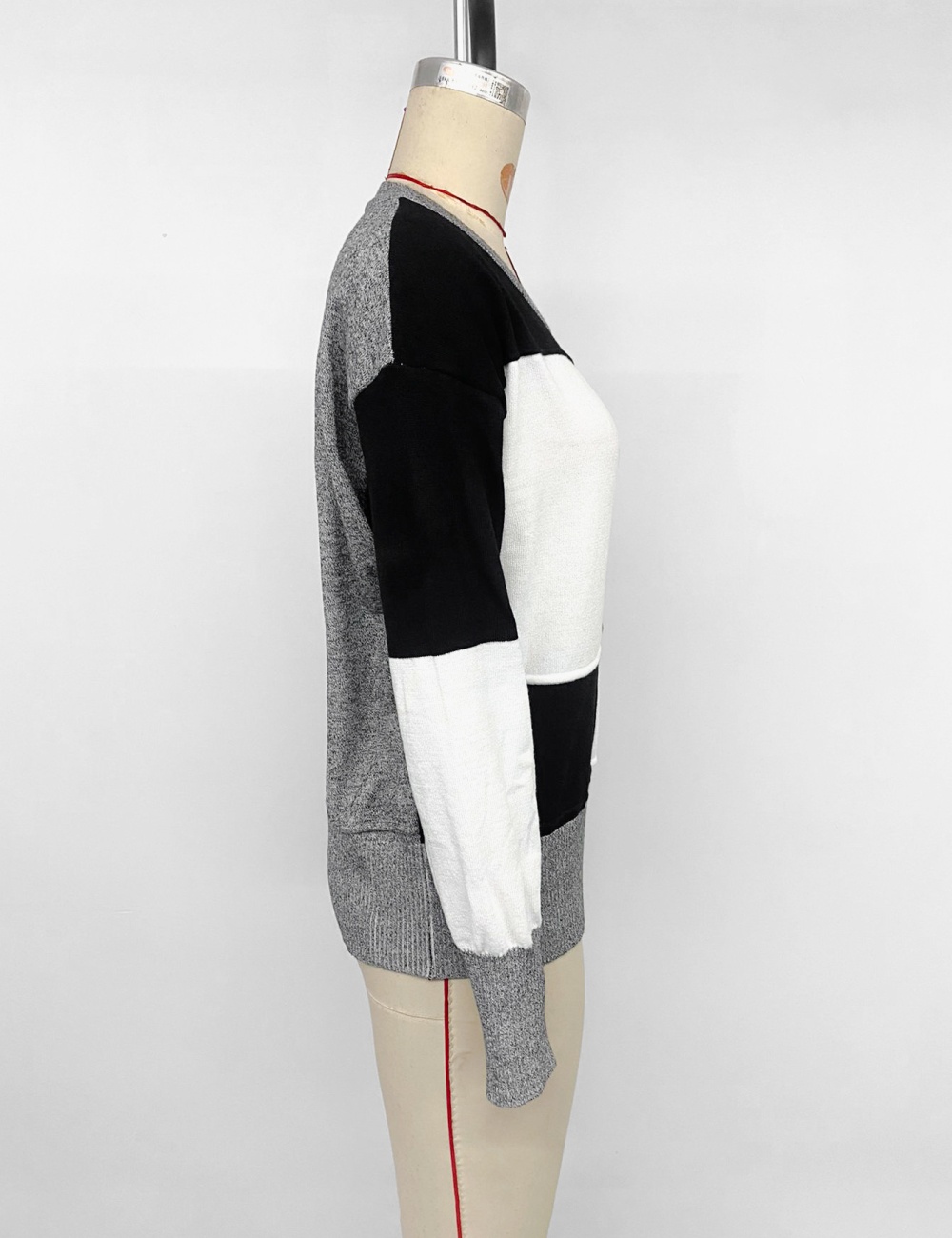 Box loose mixed colors long sleeve sweater for women
