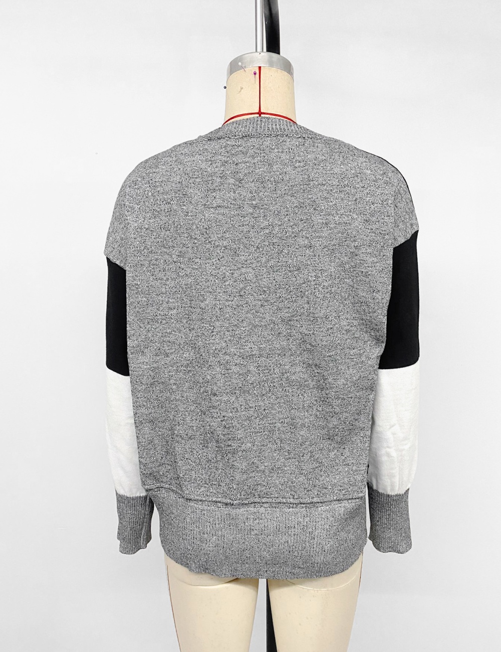 Box loose mixed colors long sleeve sweater for women