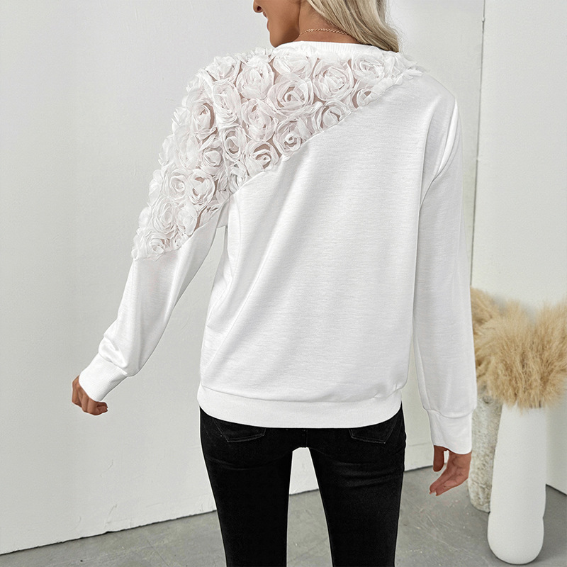 Stereoscopic elegant long sleeve hoodie for women