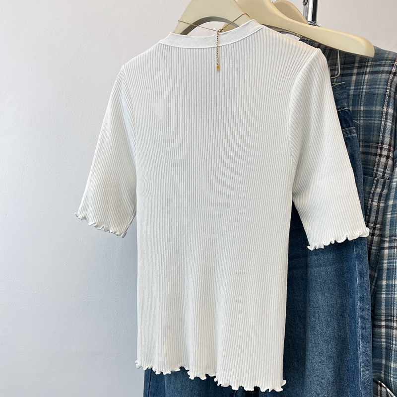 V-neck wood ear cardigan summer tops for women