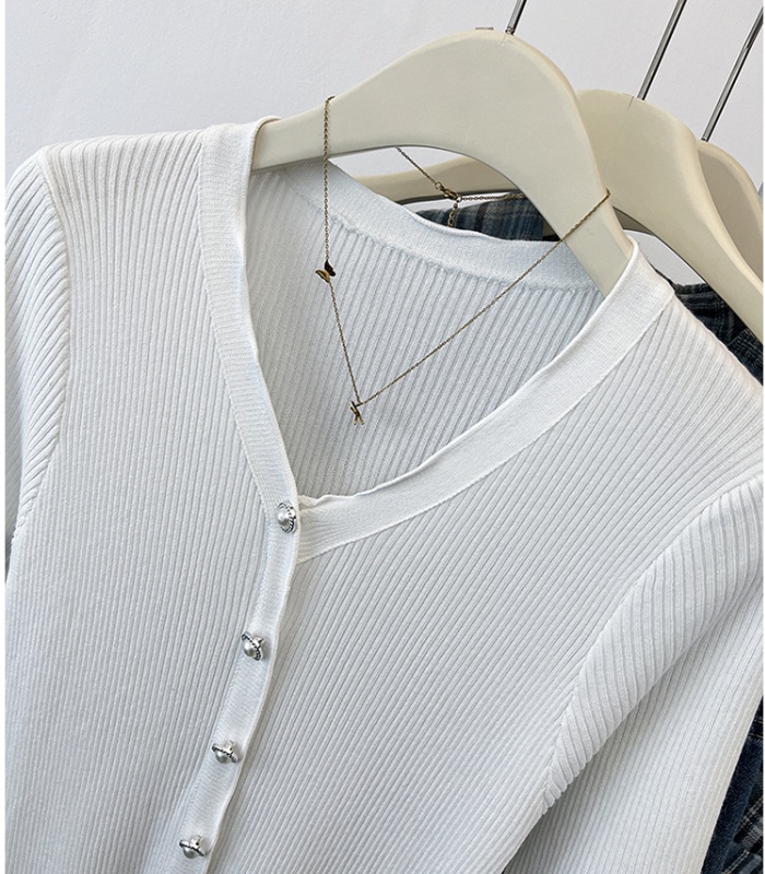 V-neck wood ear cardigan summer tops for women