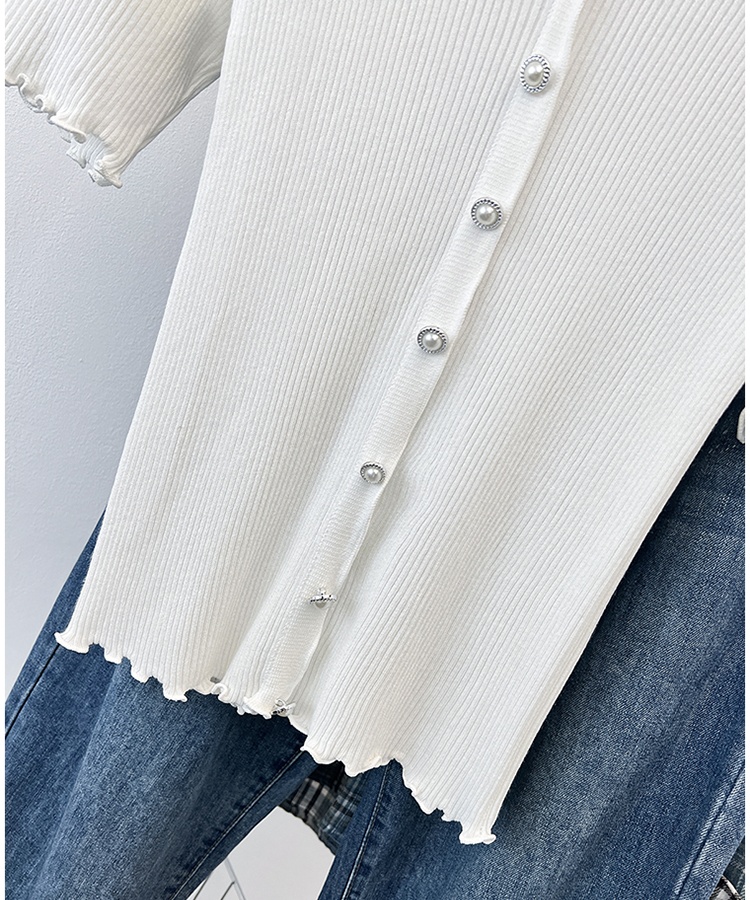 V-neck wood ear cardigan summer tops for women