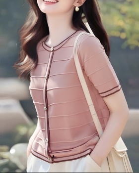 Gold buckle France style tops chanelstyle sweater