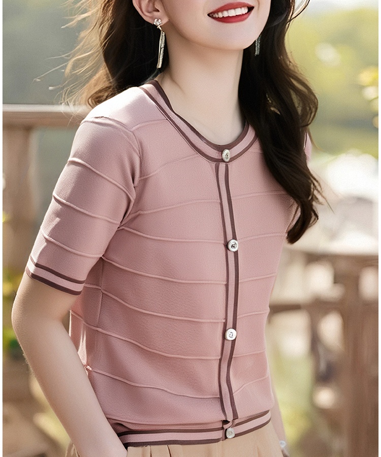 Gold buckle France style tops chanelstyle sweater