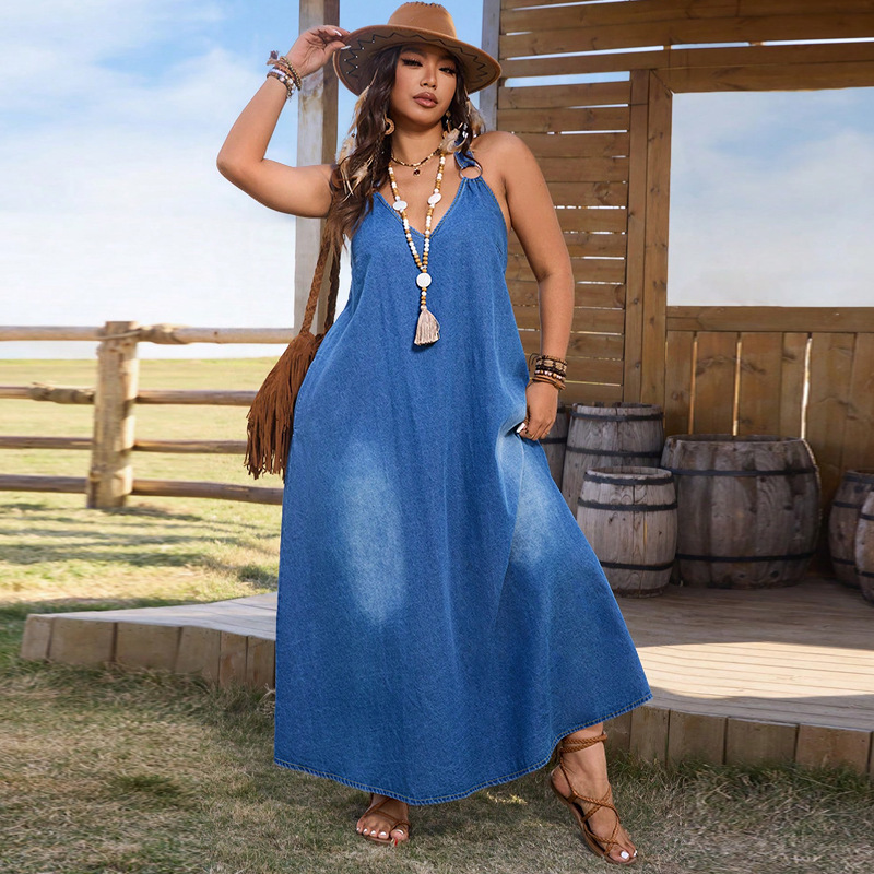Elegant V-neck European style summer sleeveless dress