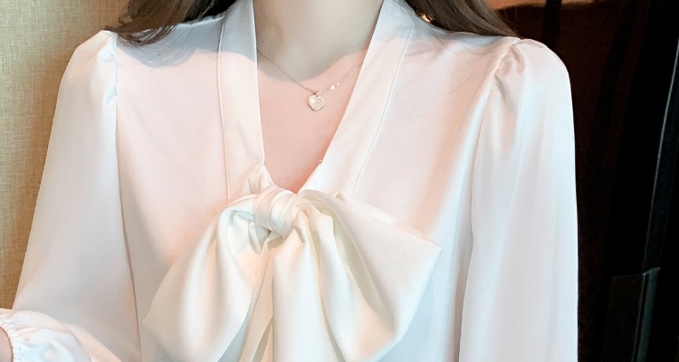 Streamer chiffon chanelstyle tops white bow shirt