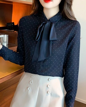 Polka dot bow business suit autumn fashion tops for women