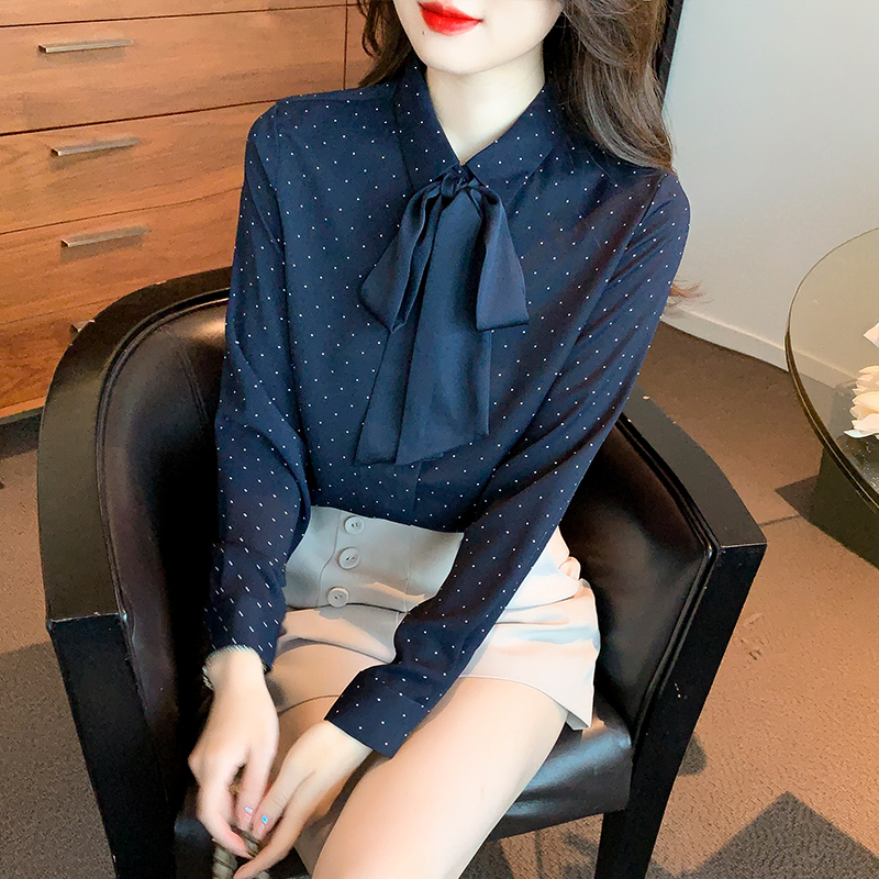 Polka dot bow business suit autumn fashion tops for women