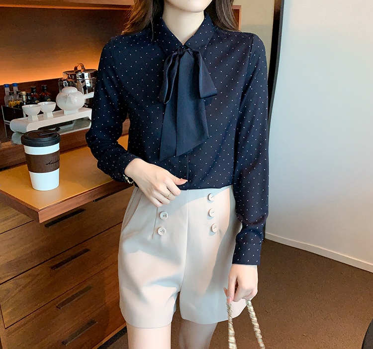 Polka dot bow business suit autumn fashion tops for women