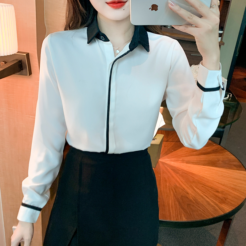 Autumn all-match tops niche mixed colors shirt for women