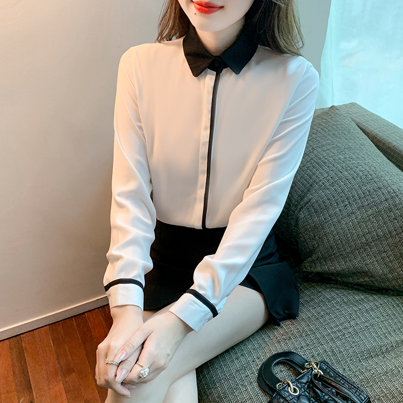 Autumn all-match tops niche mixed colors shirt for women