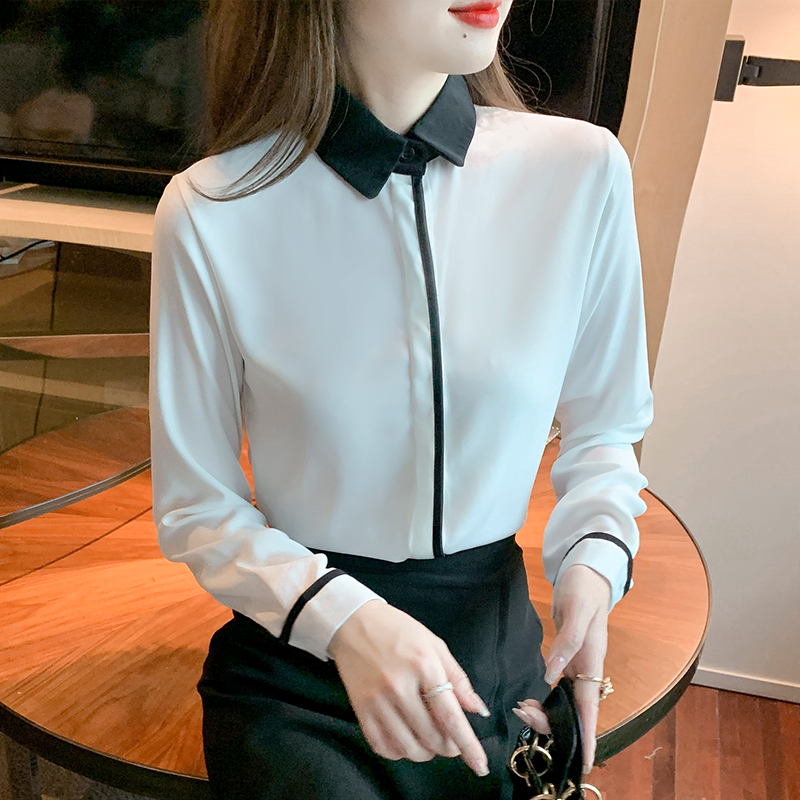 Autumn all-match tops niche mixed colors shirt for women