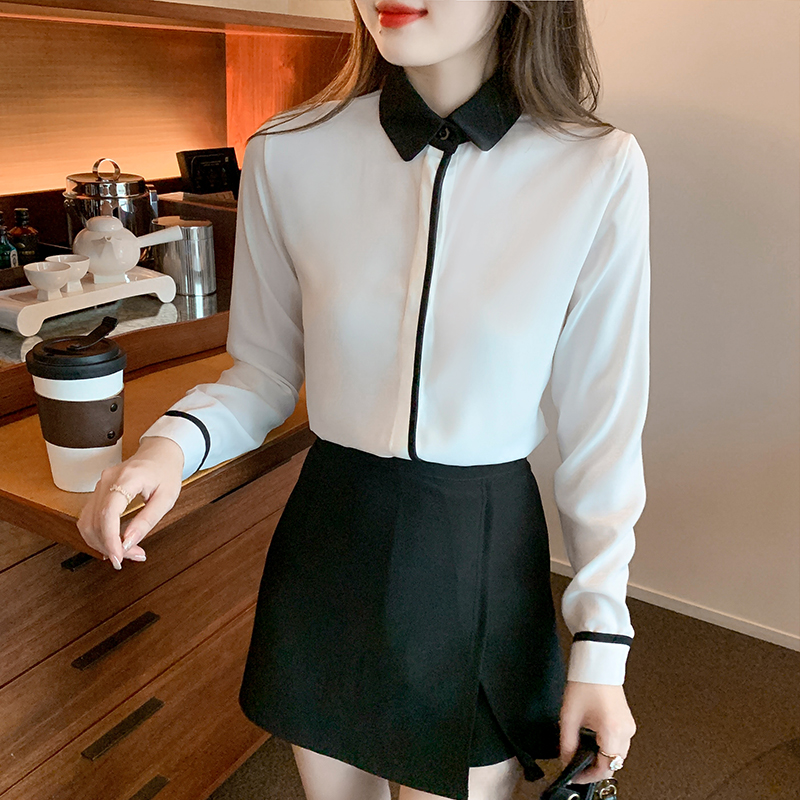 Autumn all-match tops niche mixed colors shirt for women