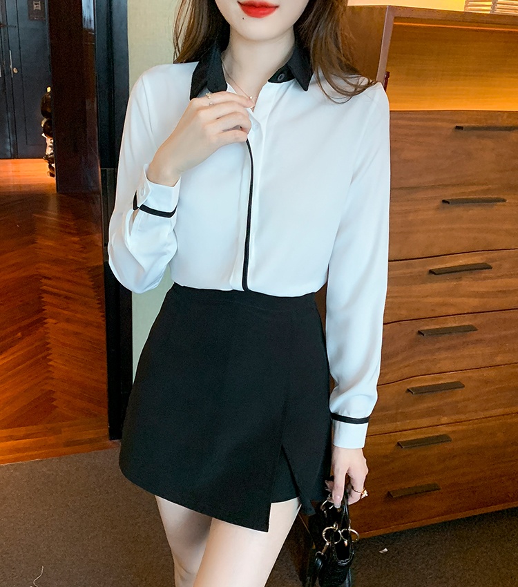 Autumn all-match tops niche mixed colors shirt for women