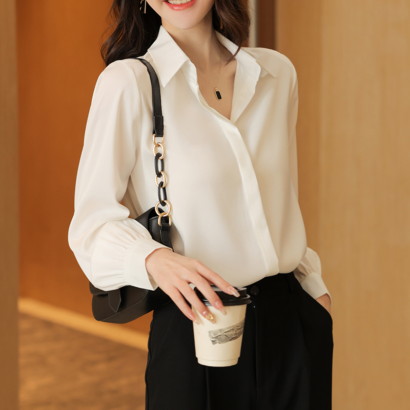 Profession long sleeve white shirt France style chiffon tops