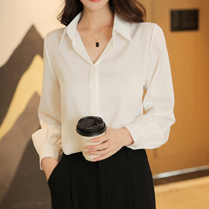 Profession long sleeve white shirt France style chiffon tops