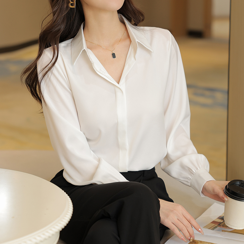 Profession long sleeve white shirt France style chiffon tops