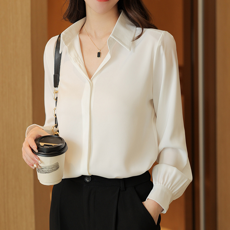 Profession long sleeve white shirt France style chiffon tops