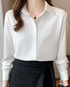 Drape niche light satin shirt white retro silky tops