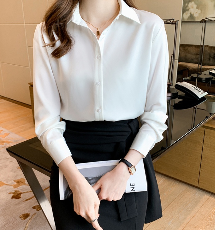 Drape niche light satin shirt white retro silky tops