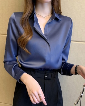 Satin commuting shirt temperament tops for women