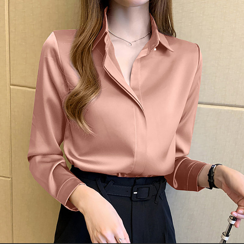 Satin commuting shirt temperament tops for women