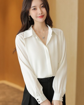 Long sleeve spring shirt white profession tops for women
