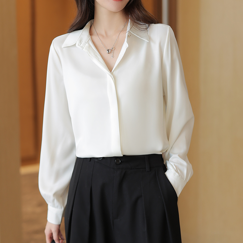 Long sleeve spring shirt white profession tops for women