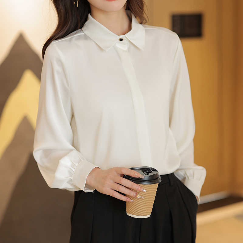 Long sleeve spring shirt white profession tops for women
