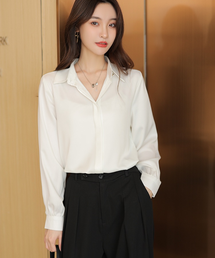 Long sleeve spring shirt white profession tops for women