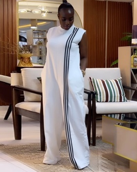 European style jumpsuit short sleeve long pants for women