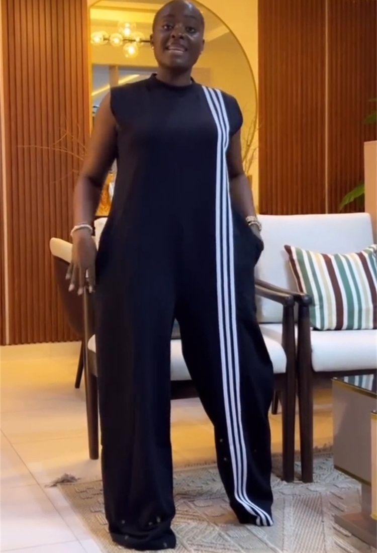 European style jumpsuit short sleeve long pants for women