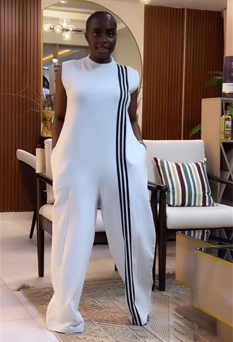 European style jumpsuit short sleeve long pants for women