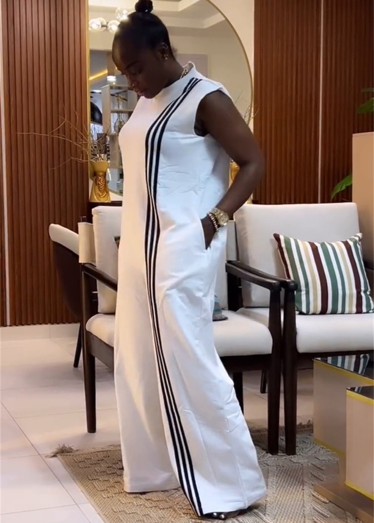 European style jumpsuit short sleeve long pants for women