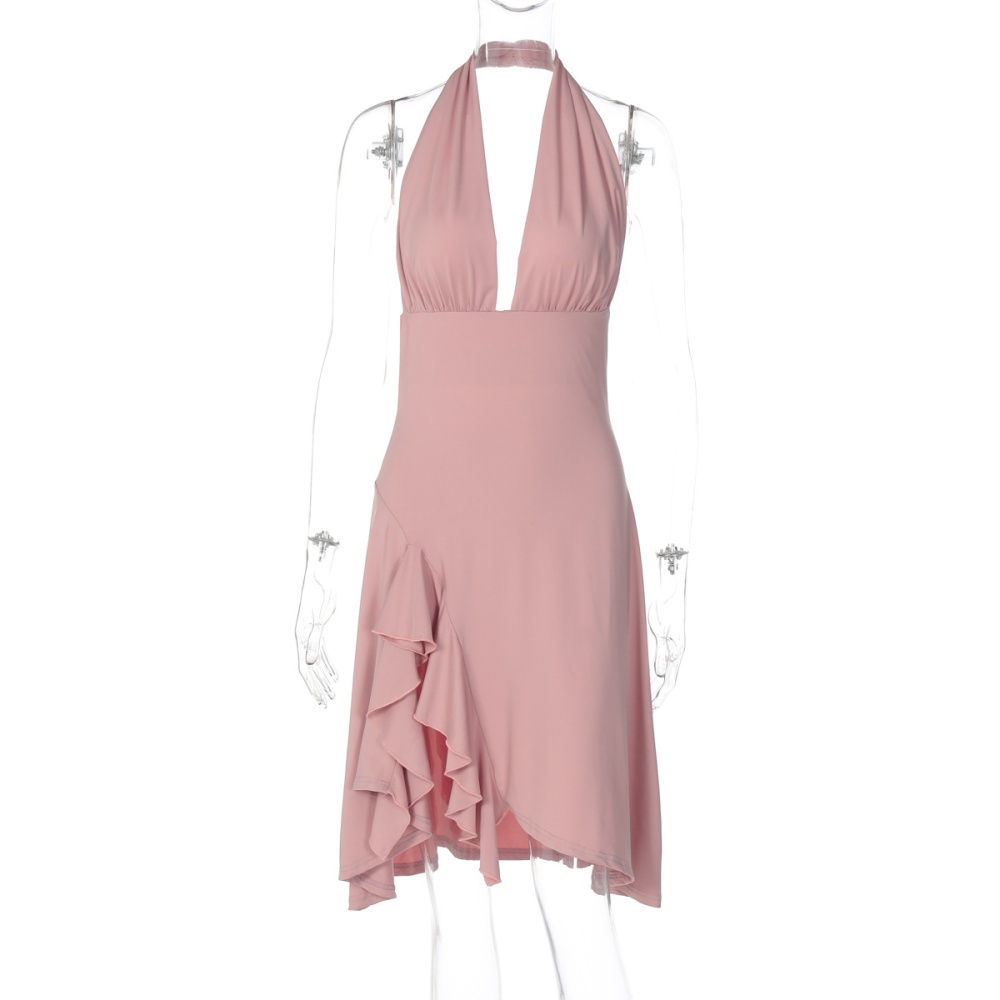 Pinched waist halter sexy sleeveless package hip dress