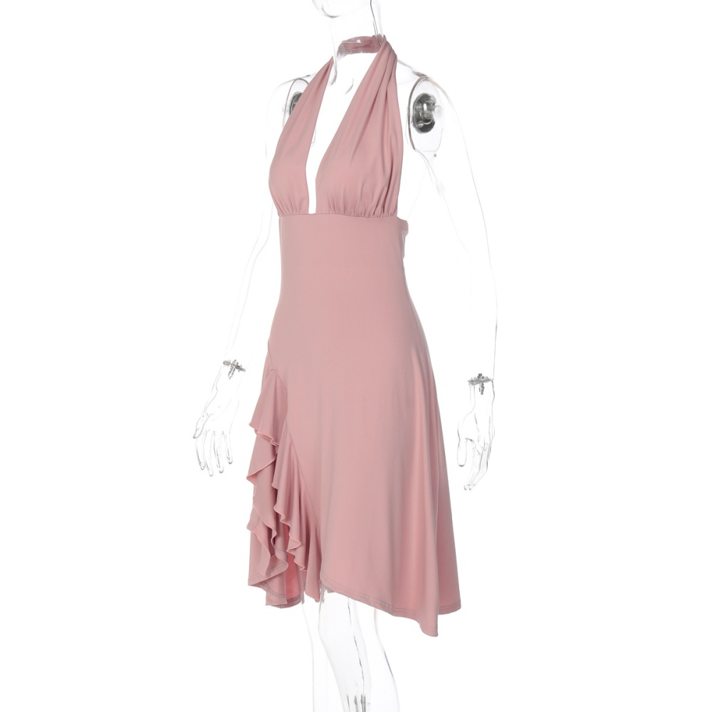 Pinched waist halter sexy sleeveless package hip dress