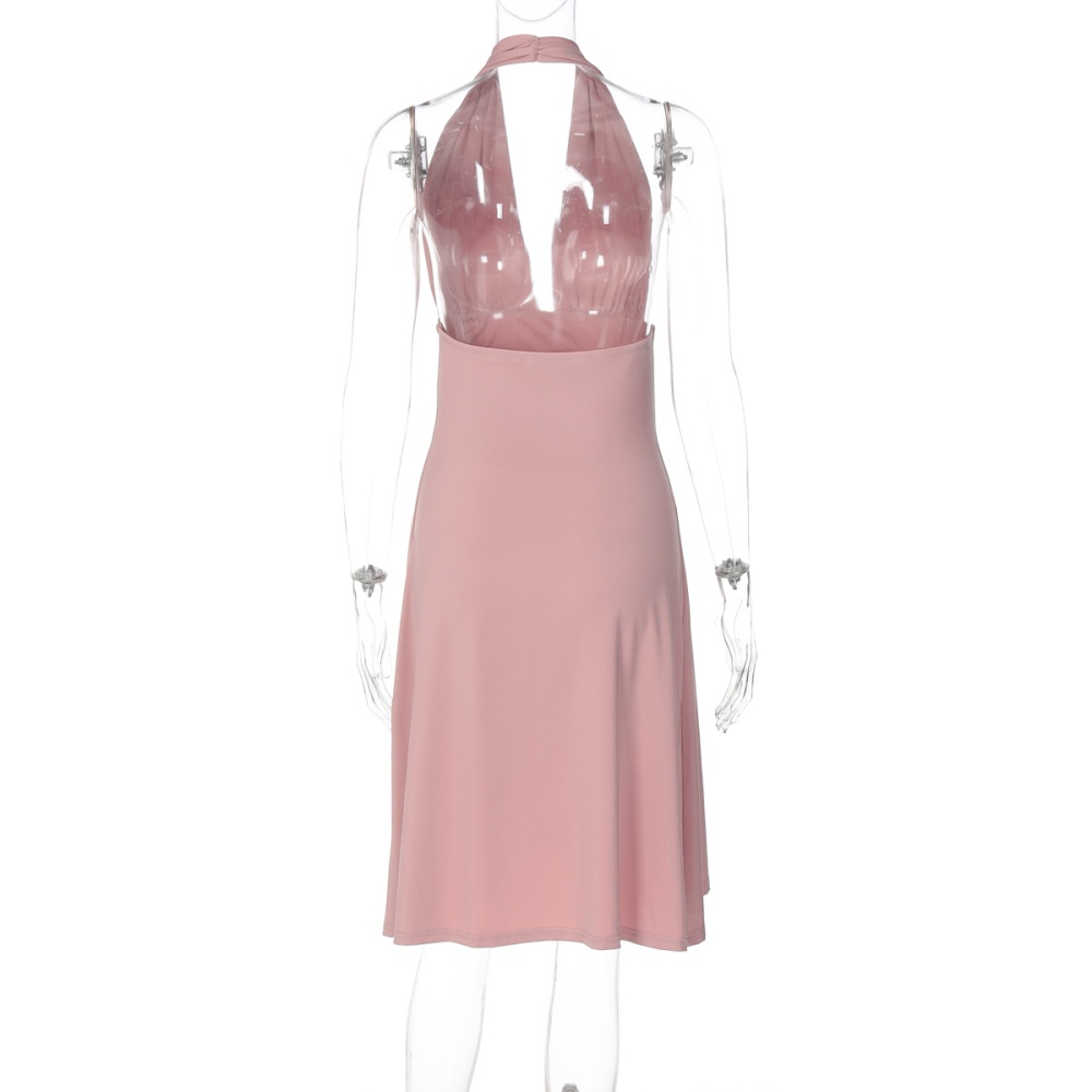 Pinched waist halter sexy sleeveless package hip dress