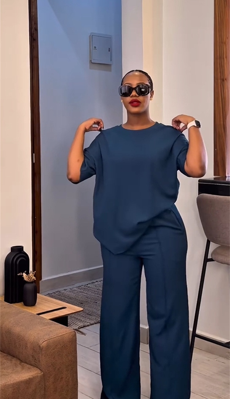 European style T-shirt long pants a set for women