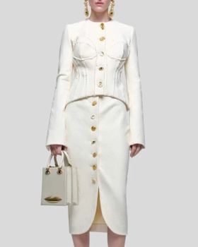 Chanelstyle skirt tops 2pcs set for women