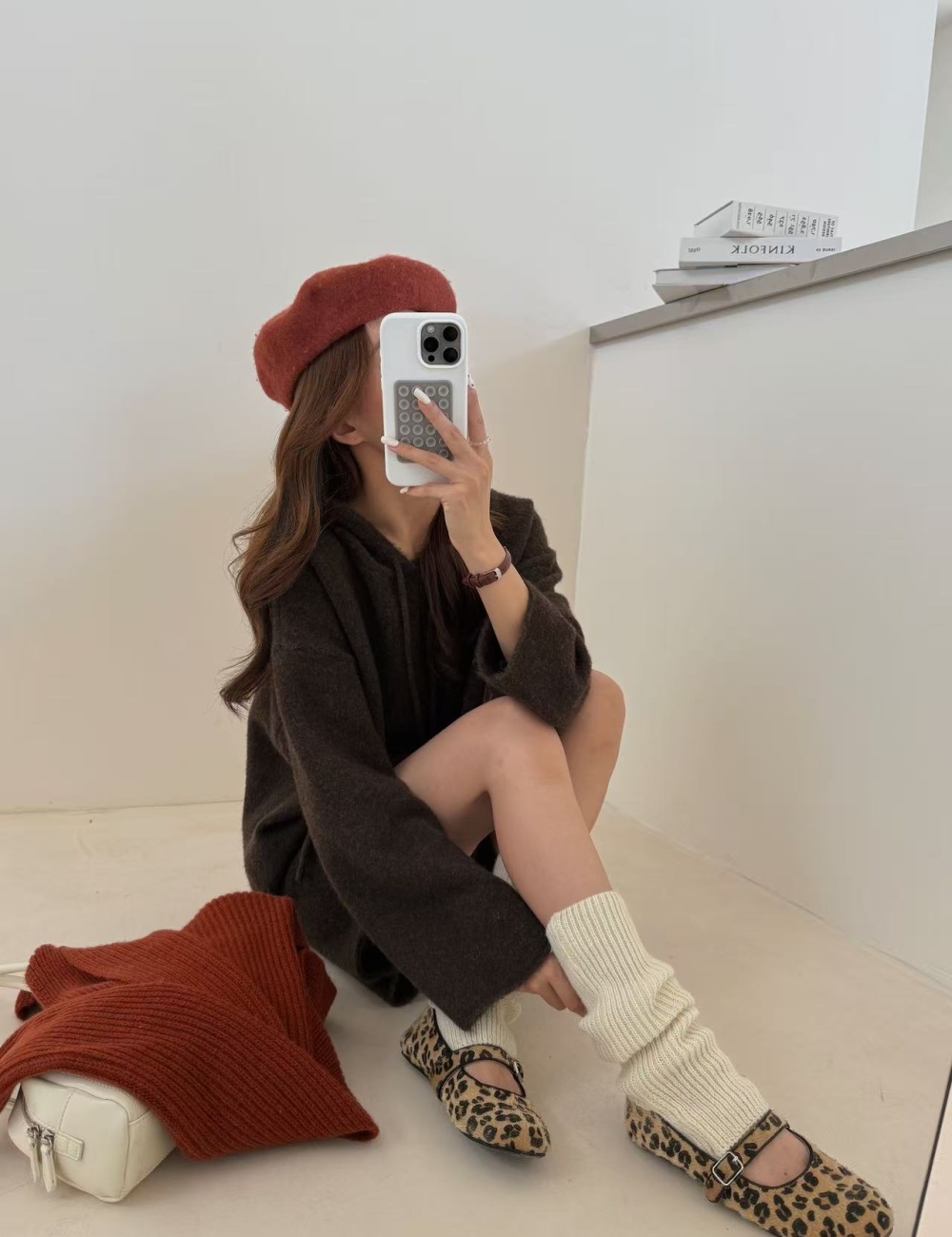Knitted simple shorts hooded fashion sweater 2pcs set