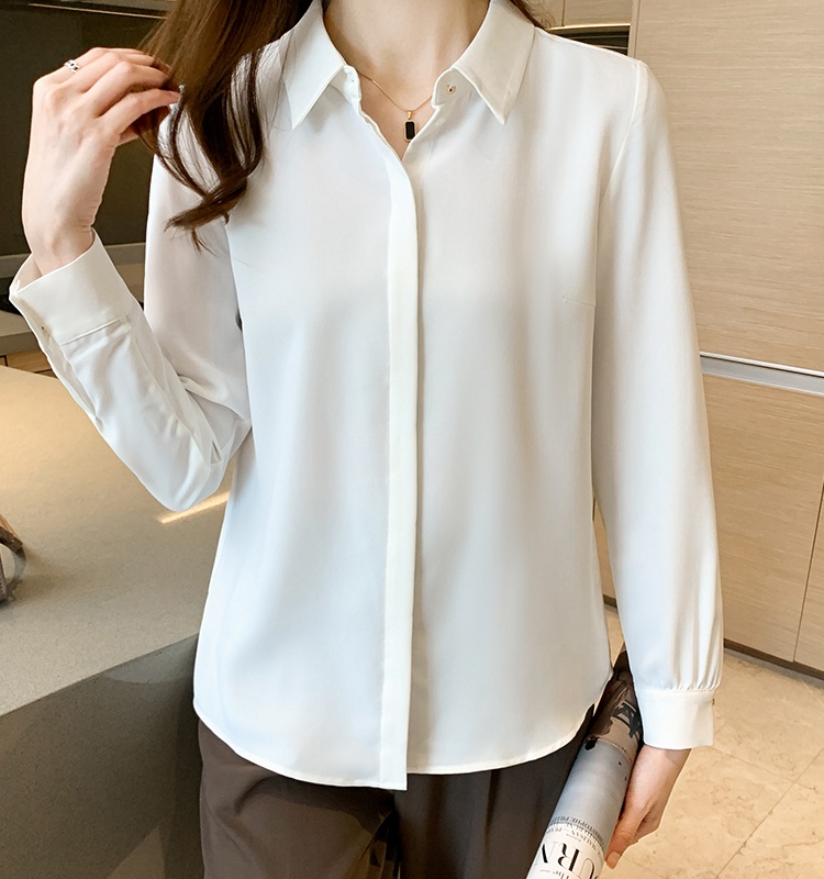 White profession chiffon tops spring long sleeve shirt