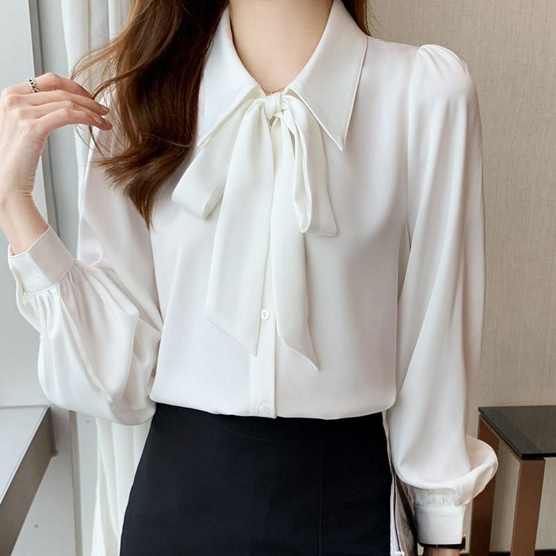 Tender drape chiffon shirt long sleeve tops for women