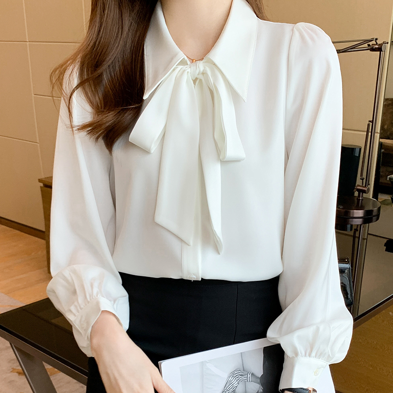 Tender drape chiffon shirt long sleeve tops for women
