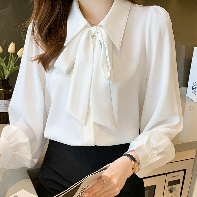 Tender drape chiffon shirt long sleeve tops for women