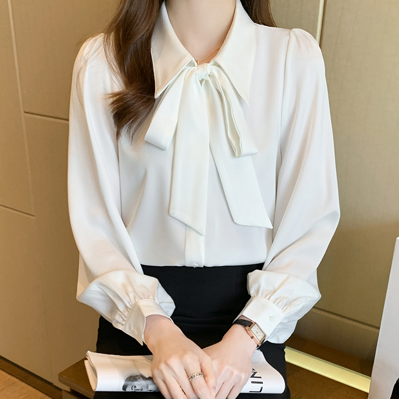 Tender drape chiffon shirt long sleeve tops for women