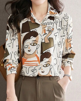 Long sleeve leopard European style shirt for women