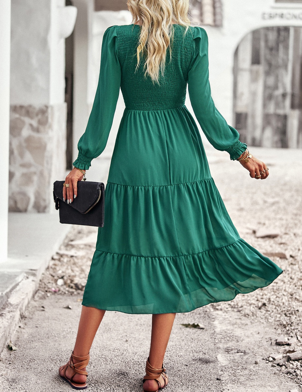 Long sleeve corset European style dress for women