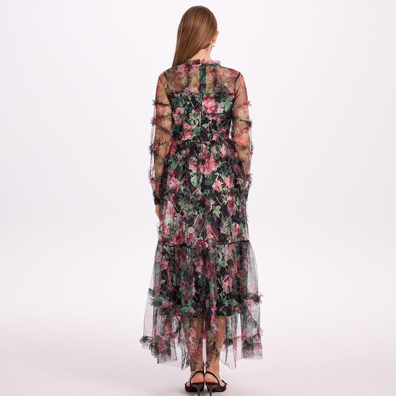 Lady printing gauze big skirt France style dress