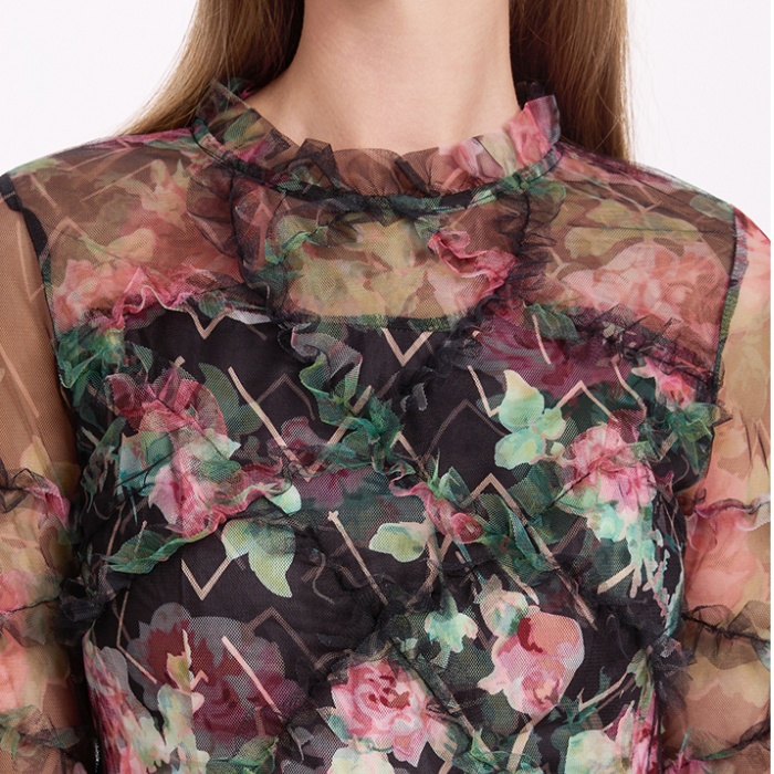Lady printing gauze big skirt France style dress